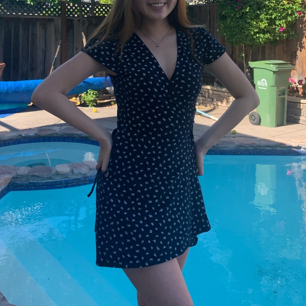Brandy Melville Navy Floral Robbie Dress